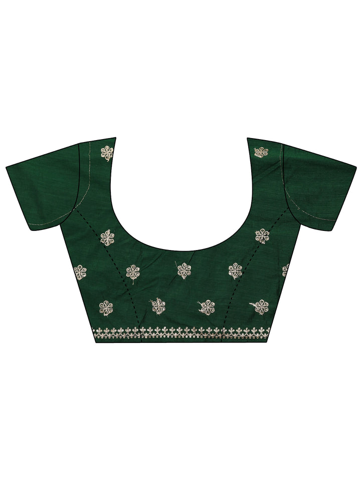 Green Bandhani  Printed Silk Blend Saree With Unstitched Blouse Piece