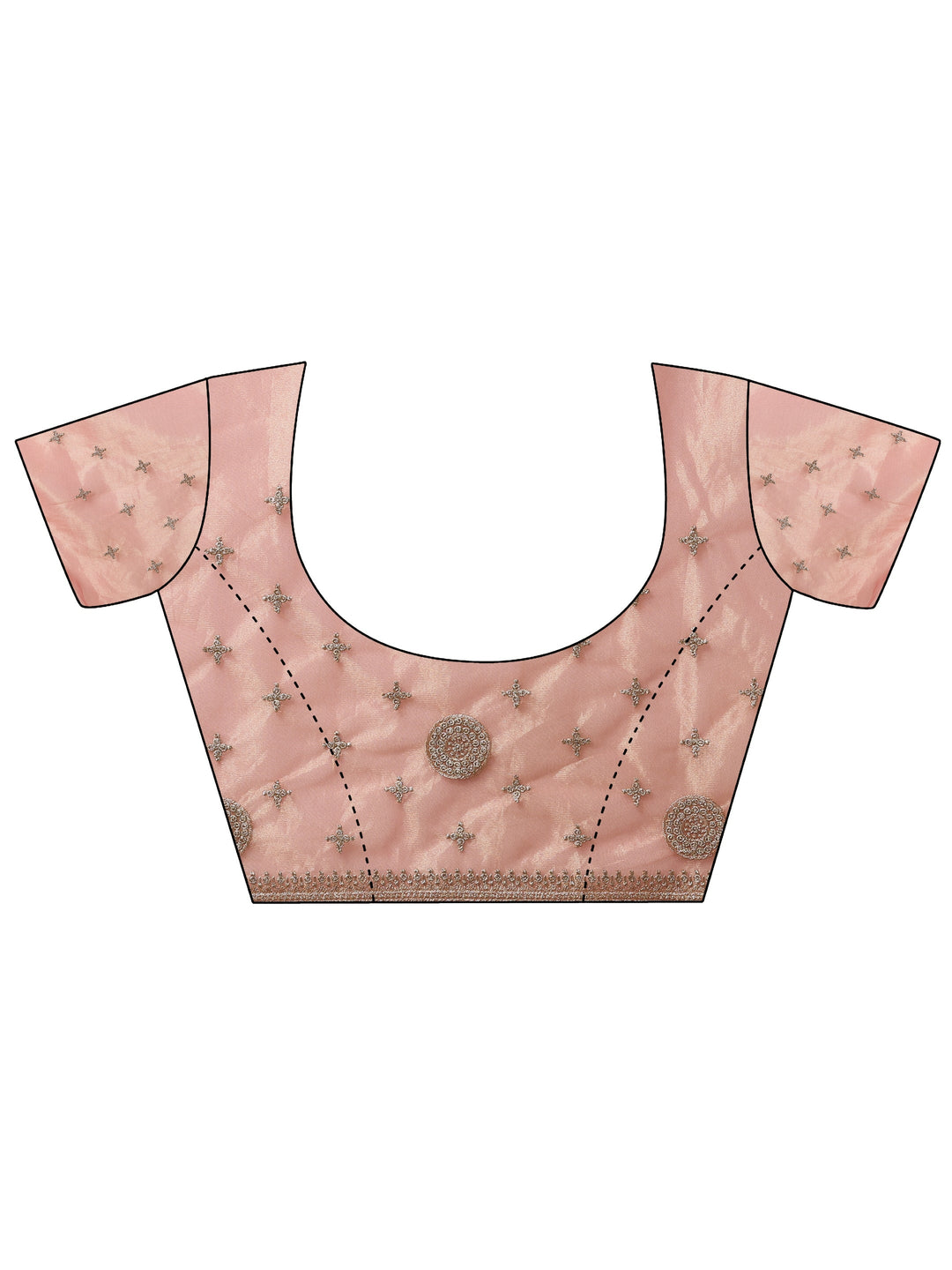 Peach Embroidered Banarasi Nylon Saree With Unstitched Blouse Piece