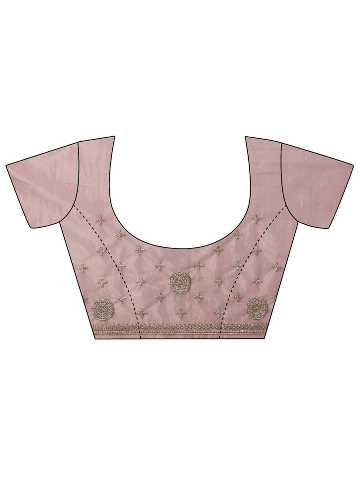 Mauve Embroidered Banarasi Nylon Saree With Unstitched Blouse Piece