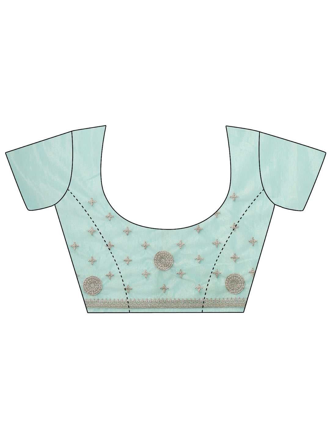 Turquoise Blue Embroidered Banarasi Nylon Saree With Unstitched Blouse Piece