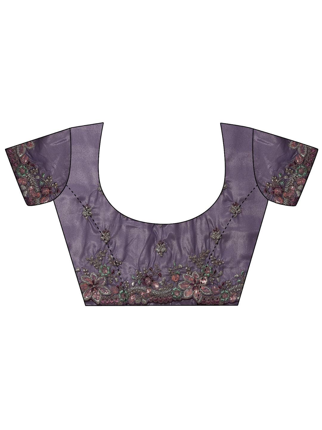 Lavender Embroidered Crepe Saree With Unstitched Blouse Piece