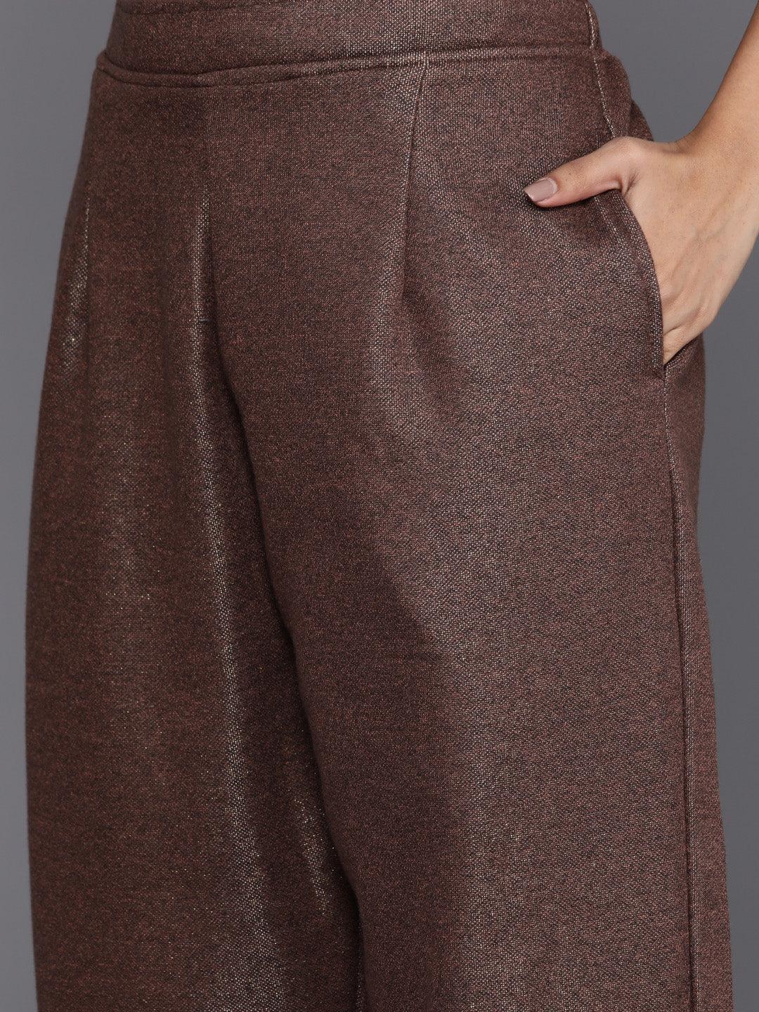 Beige Self Design Wool Blend Co-Ords - Libas 