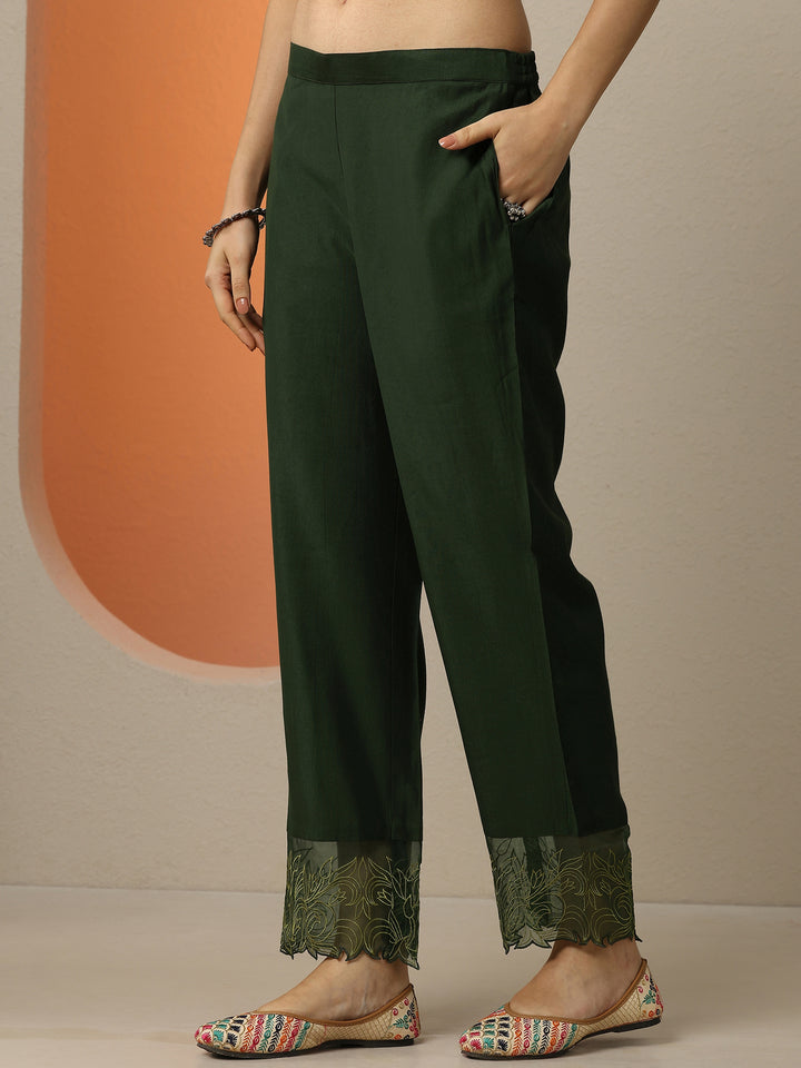 Green Yoke Design Silk Blend Straight Suit With Dupatta