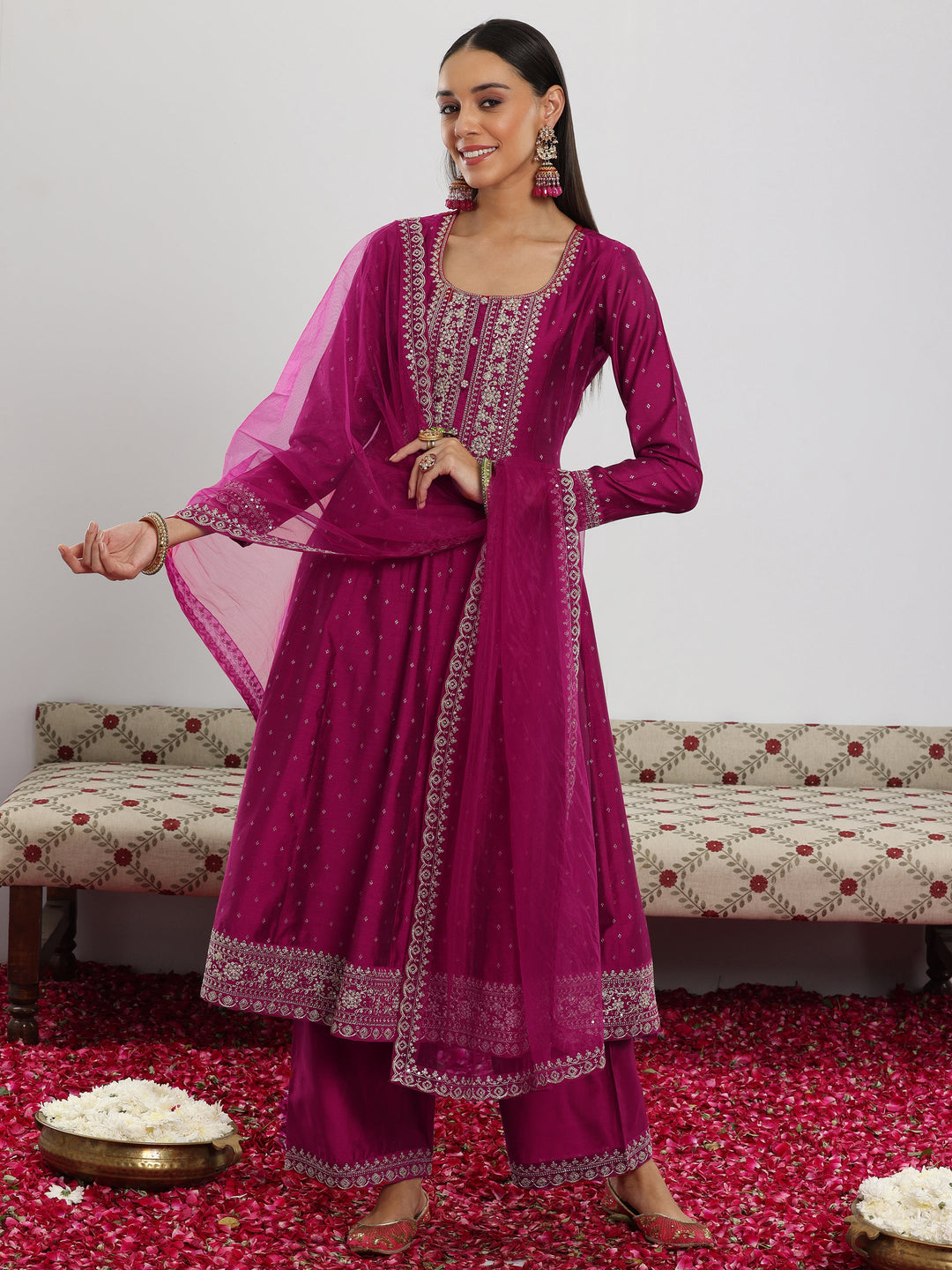 Premium cotton Anarkali suit with hand brushed mul dupatta 💕