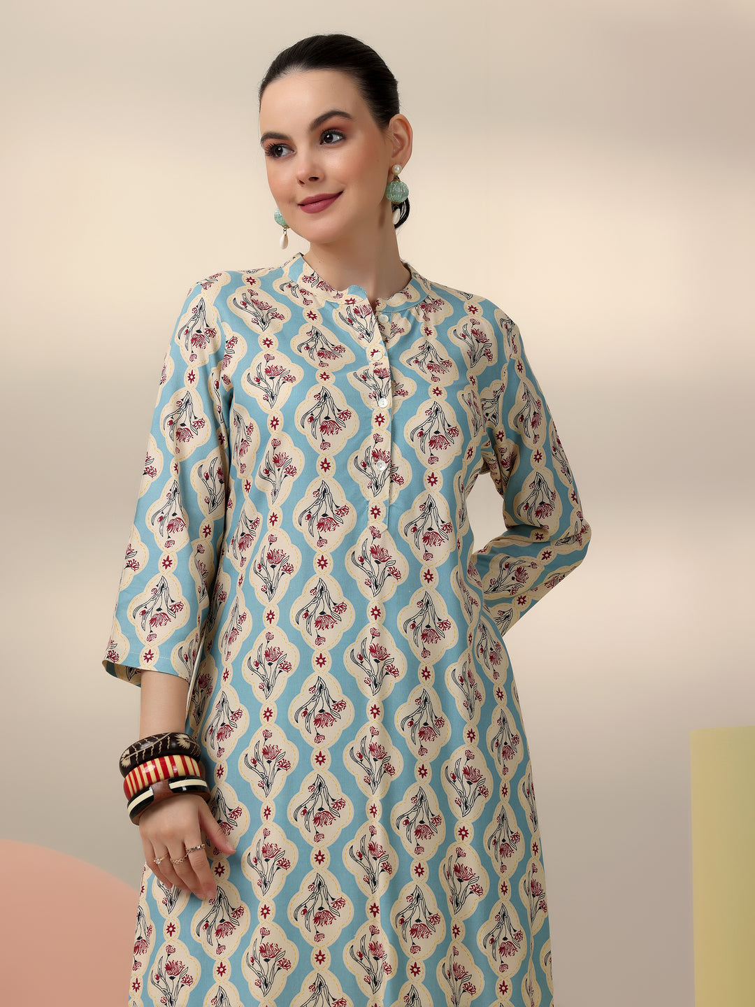 Blue Printed Rayon Co-Ords