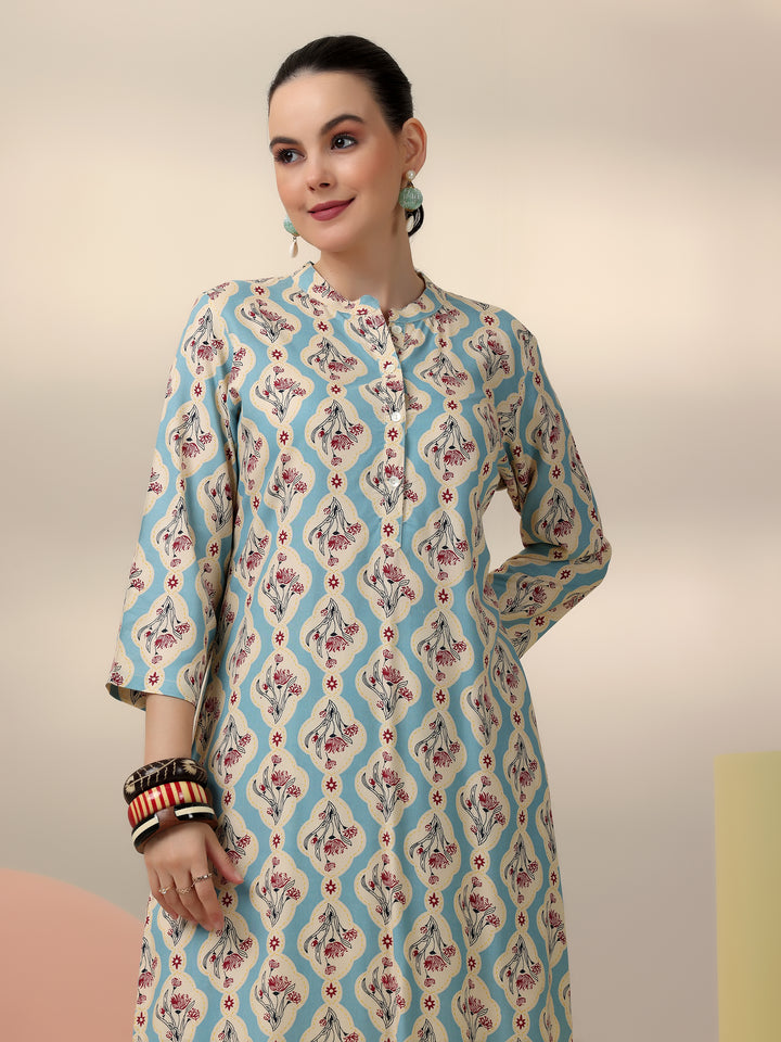 Blue Printed Rayon Co-Ords