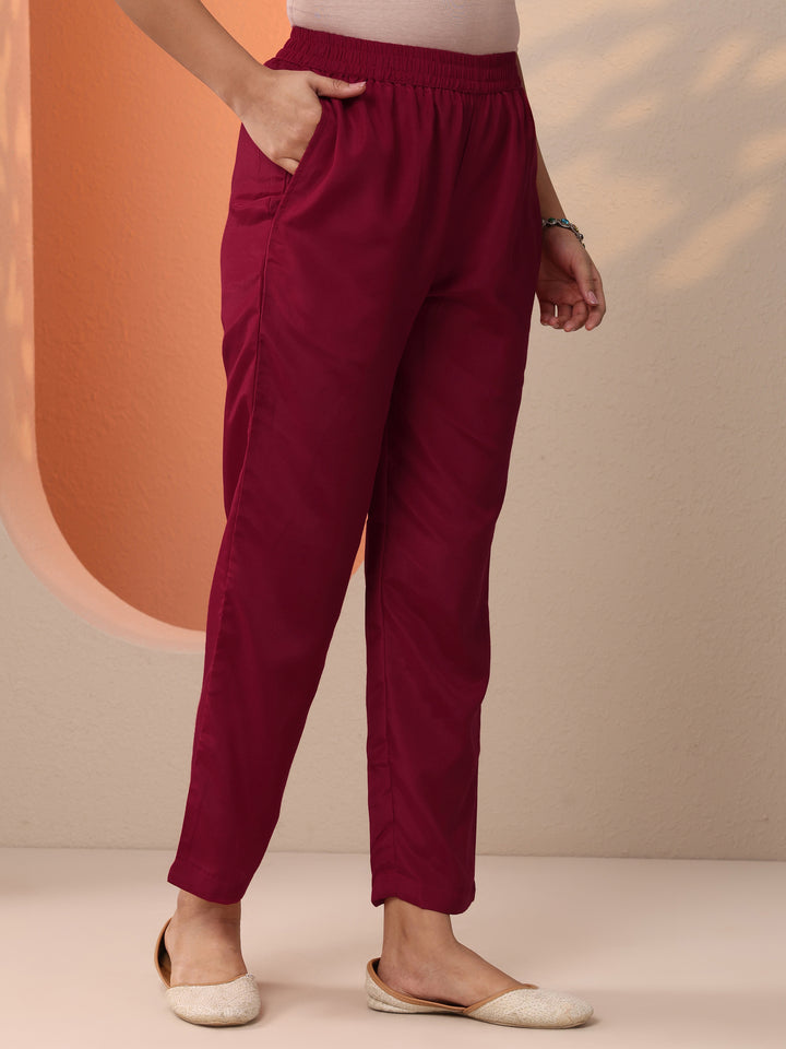 Libas Red Embroidered Silk Blend Straight Suit Set With Dupatta