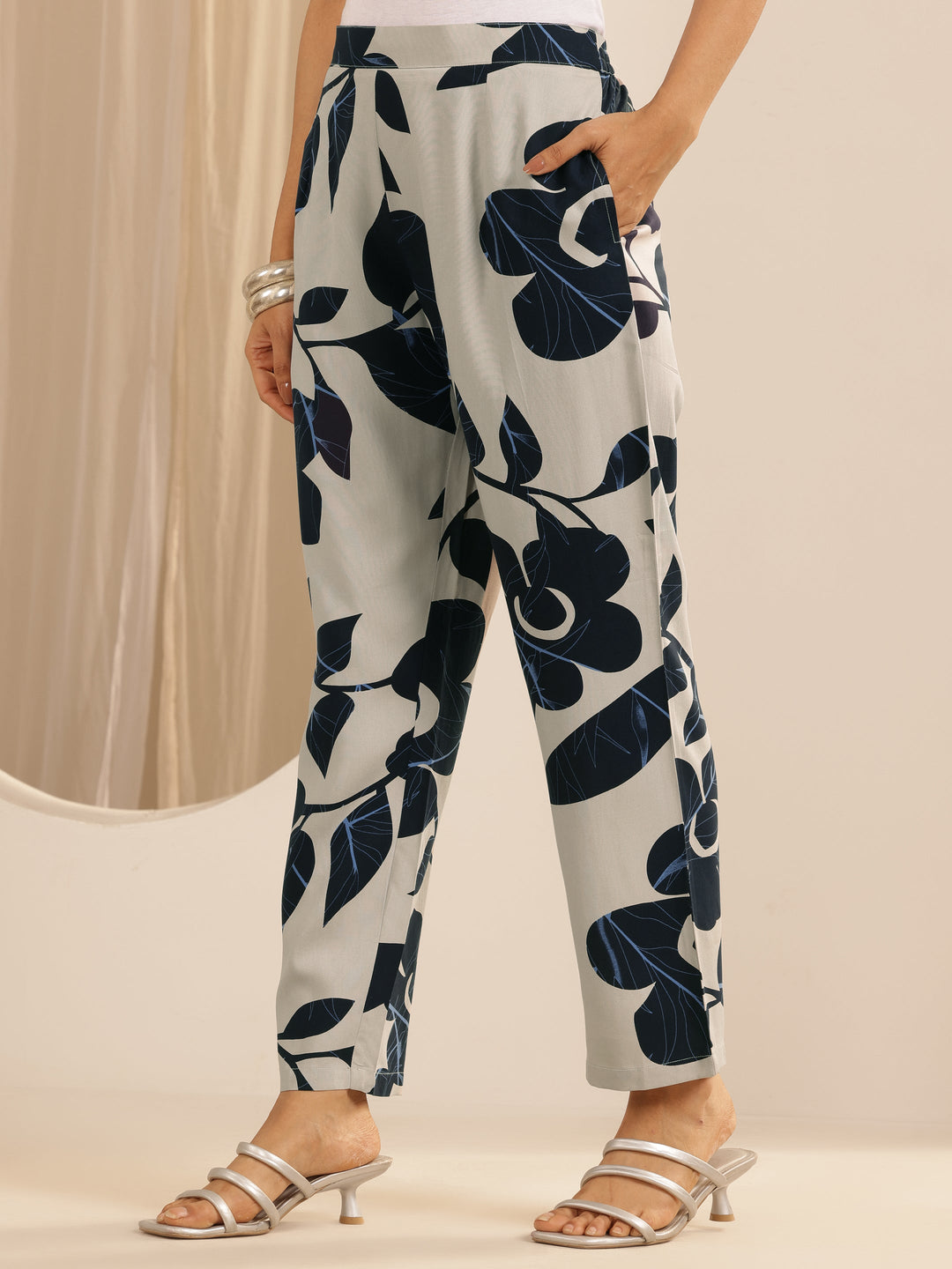 Beige Printed Rayon Co-Ord Sets