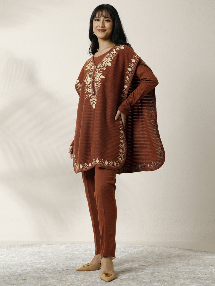 Rust Printed Wool 3 Piece Co-Ord Set