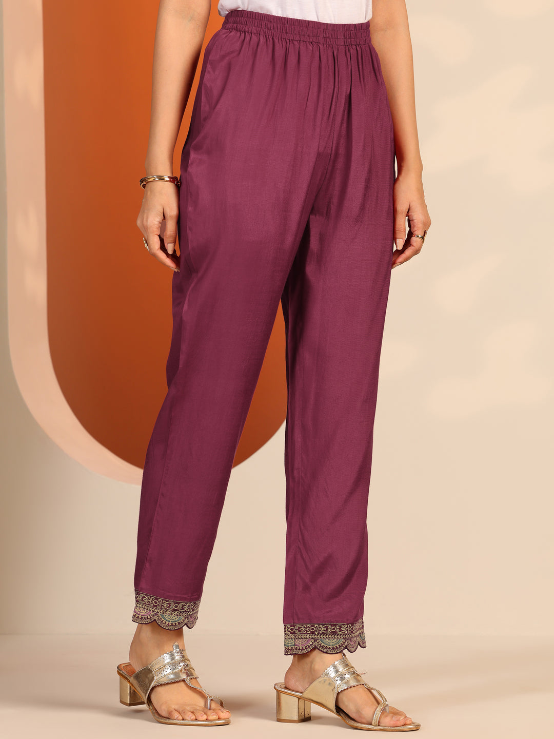 Maroon Printed Silk Blend Anarkali Suit Set With Dupatta