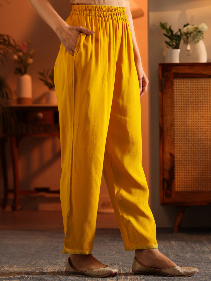 Libas Art Mustard Woven Design Silk Blend Straight Suit Set With Dupatta