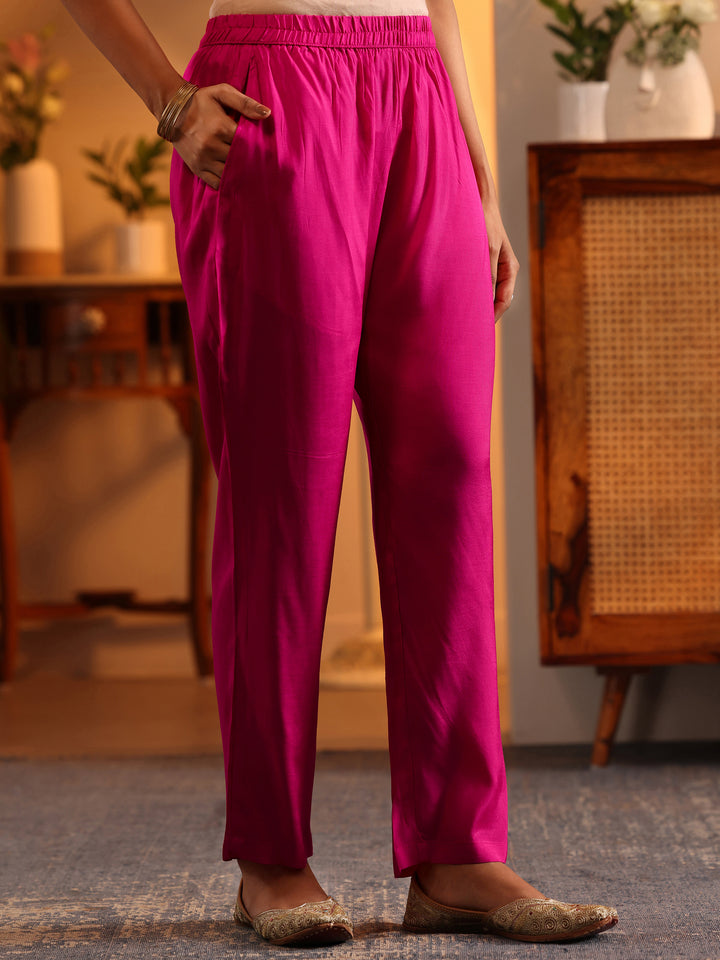 Libas Art Pink Printed Muslin Anarkali Suit Set With Dupatta