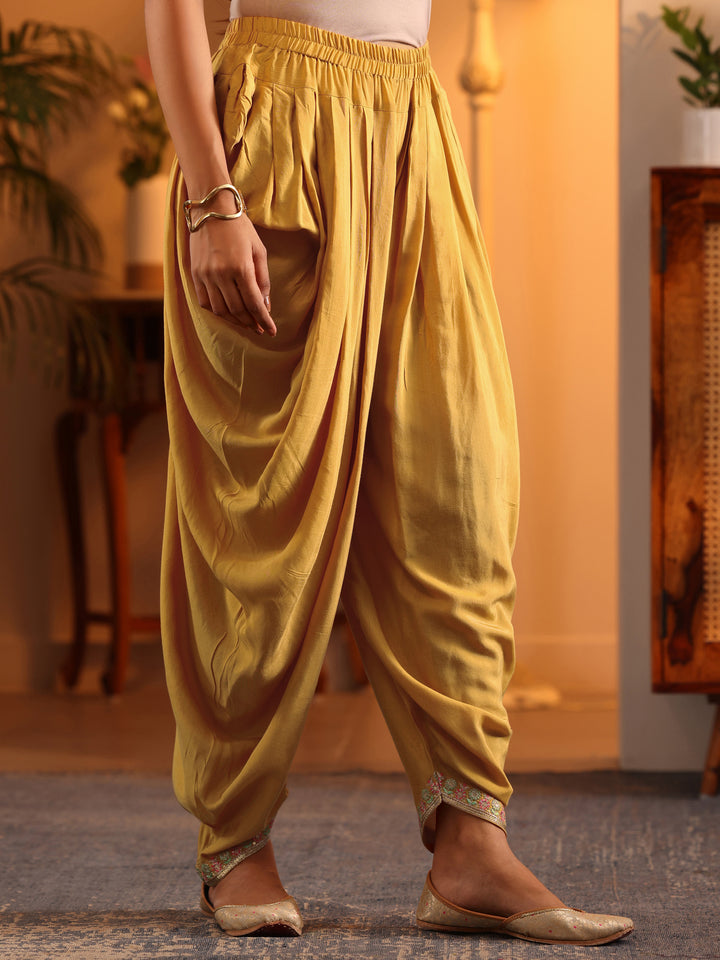 Libas Art Mustard Embroidered Silk Blend Straight Suit Set With Dupatta