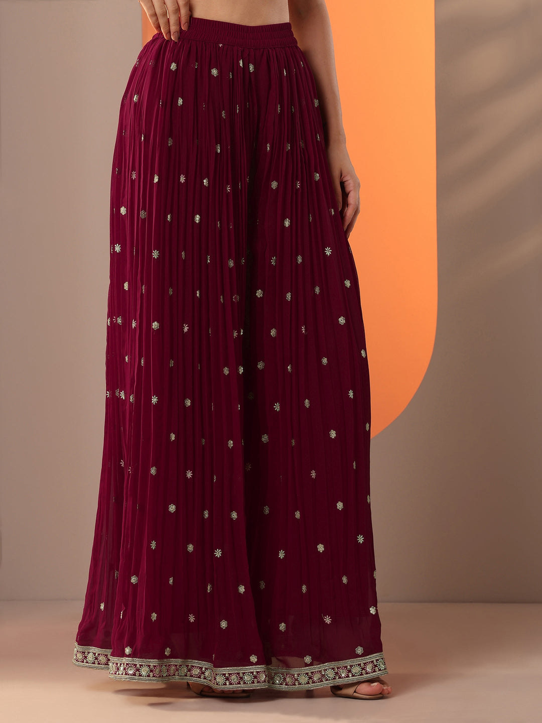 Kumkumeshwari Libas Art Maroon Embroidered Georgette Straight Suit Set With Dupatta