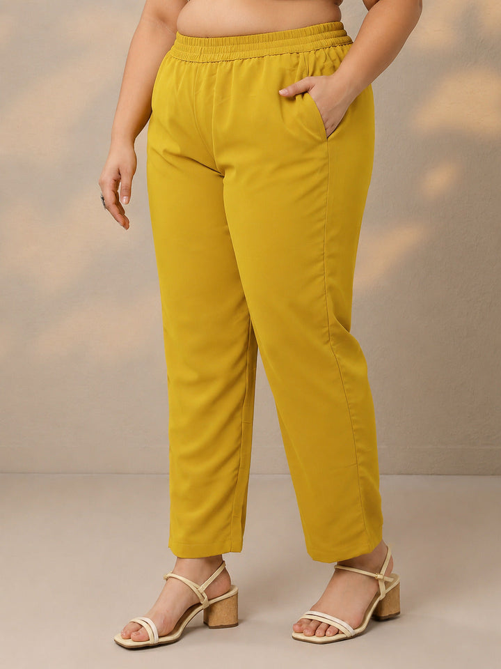 Plus Size Mustard Embroidered Georgette Straight Suit Set With Dupatta