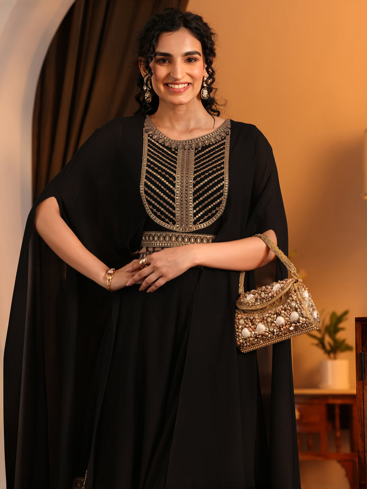 Libas Art Black Embroidered Georgette Co-Ord Sets