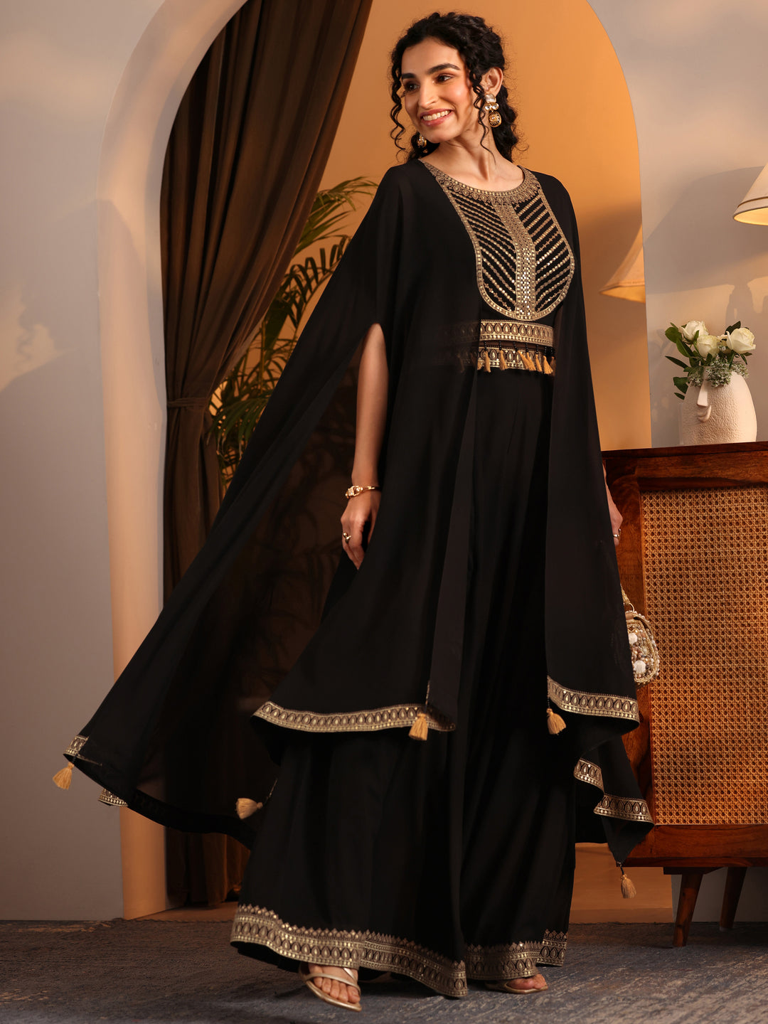 Libas Art Black Embroidered Georgette Co-Ord Sets