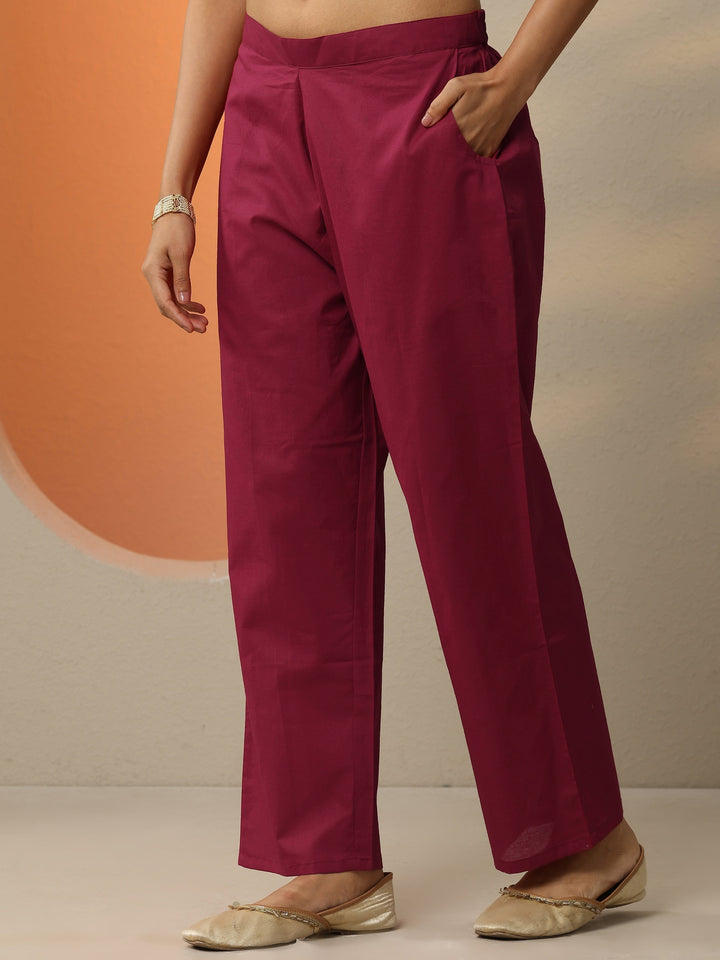 Maroon Embroidered Silk Blend  Straight Suit Set With Dupatta