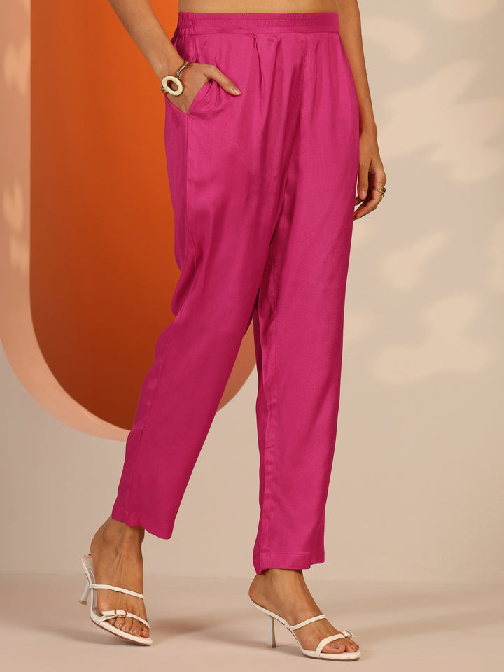 Pink Printed Muslin Straight Suit Set With Dupatta