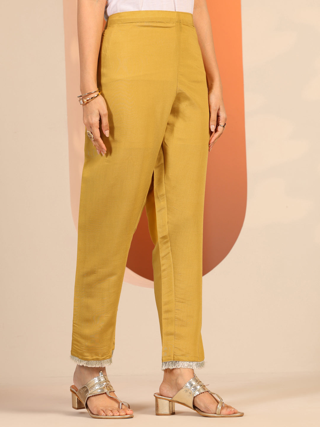 Mustard Embroidered Silk Blend Straight Suit Set With Dupatta