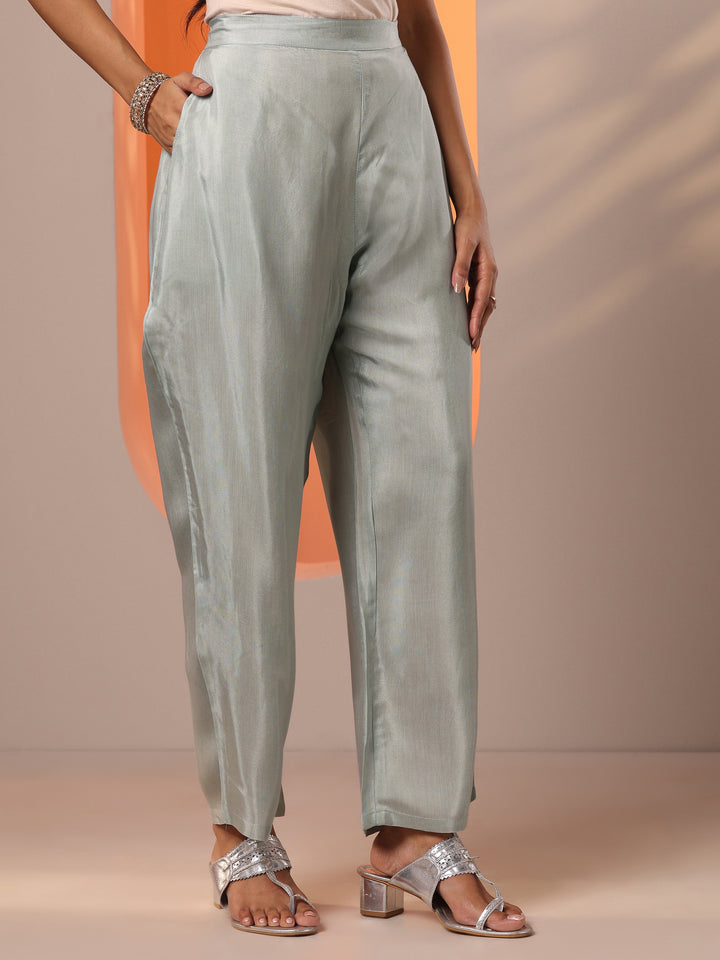 Grey Embroidered Muslin Straight Suit Set With Dupatta