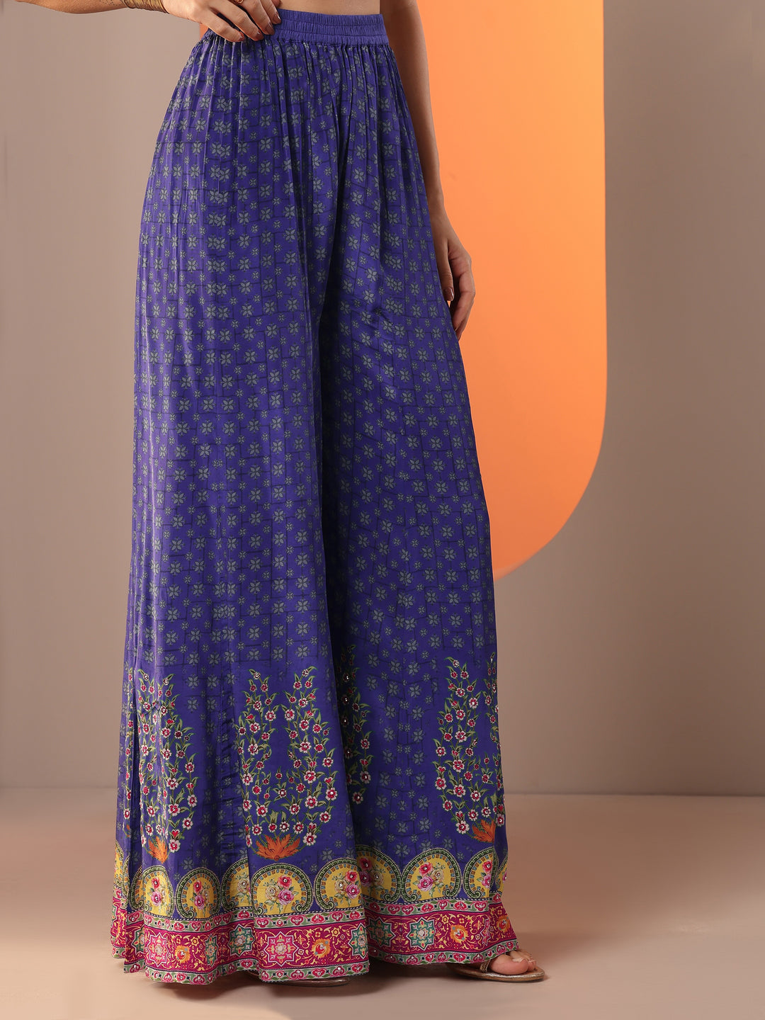 Libas Art Purple Printed Crepe Straight Suit Set With Dupatta