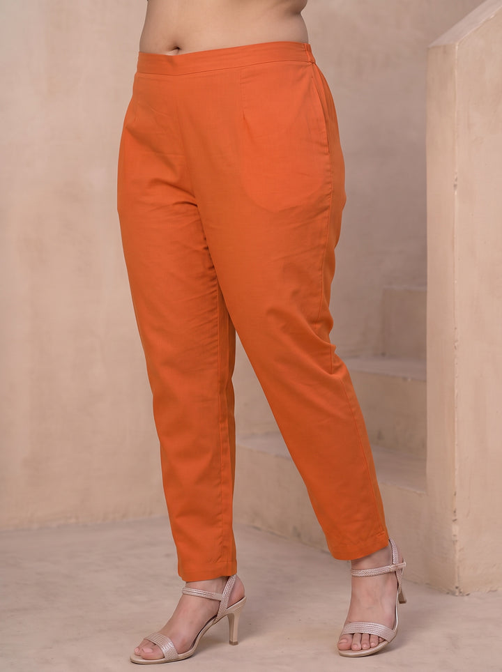 Plus Size Orange Floral Printed Chiffon A-Line Suit Set