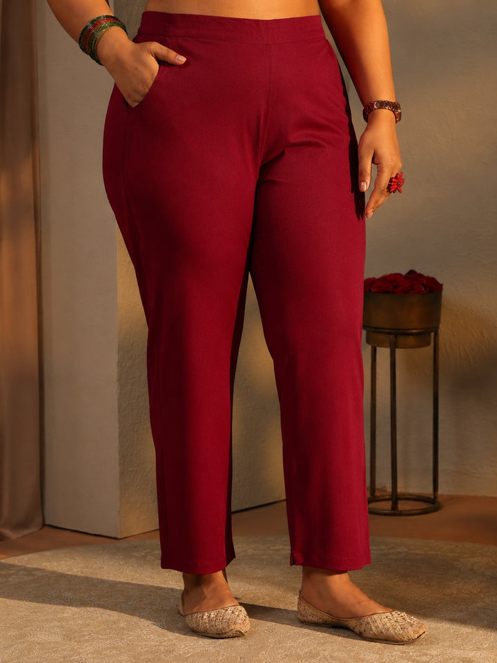 Plus Size Maroon Bandhani Printed Rayon Straight Suit Set