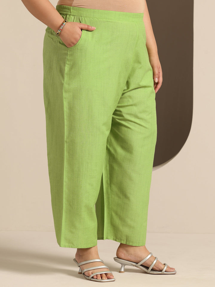 Green Printed Cotton Blend Straight Suit Set With Dupatta