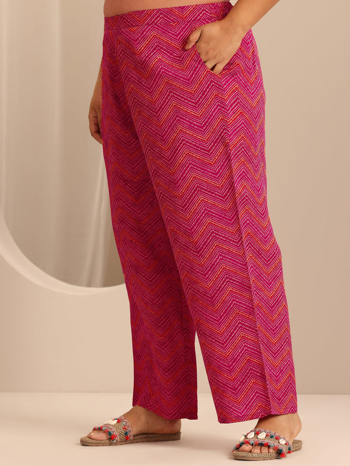 Plus Size Red Printed Silk Blend Straight Suit Set With Dupatta