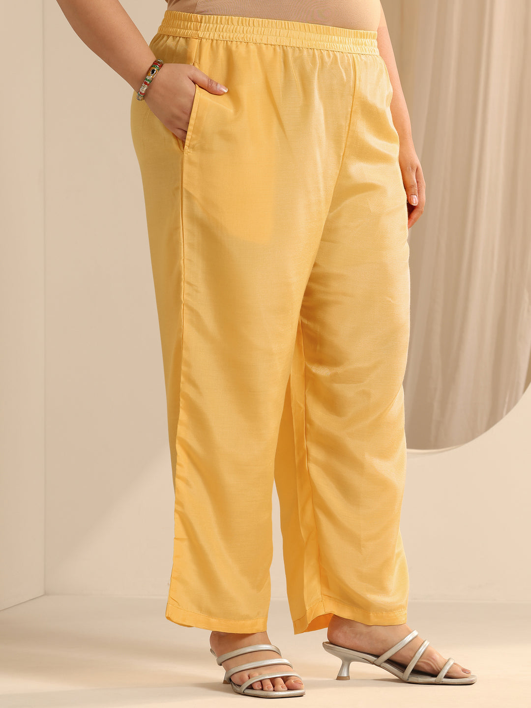 Plus Size Yellow Woven Design Silk blend Straight Suit Set With Dupatta