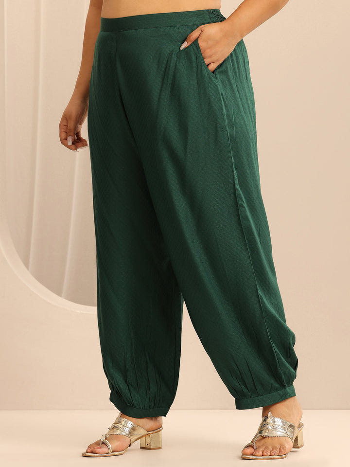 Plus Size Green Woven Design Viscose Rayon Straight Suit Set With Dupatta