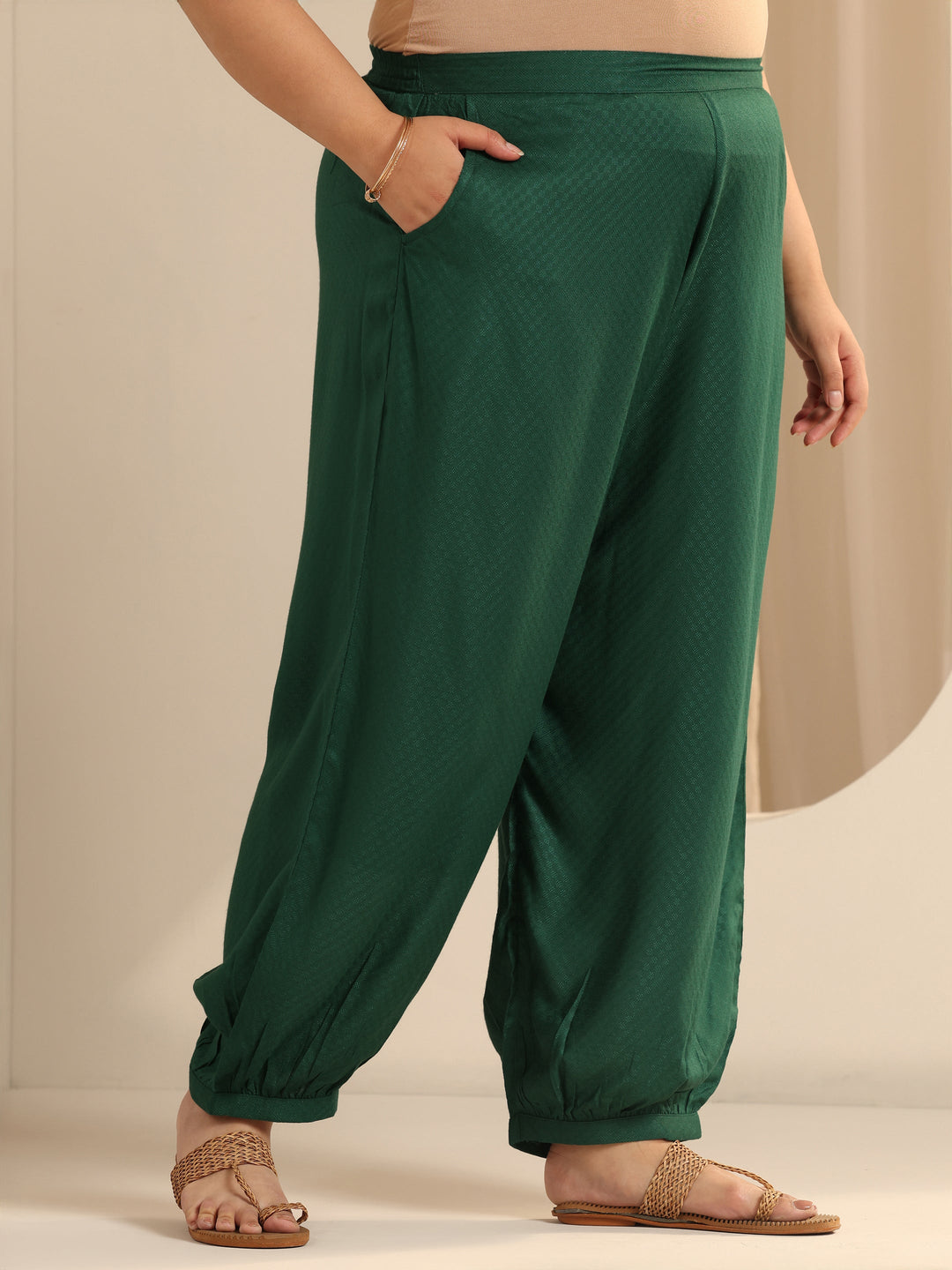 Green Woven Design Viscose Straight Suit Set With Dupatta
