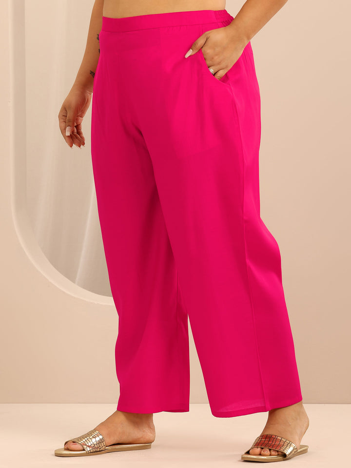 Plus Size Pink Embellished Silk Blend Straight Suit Set With Dupatta