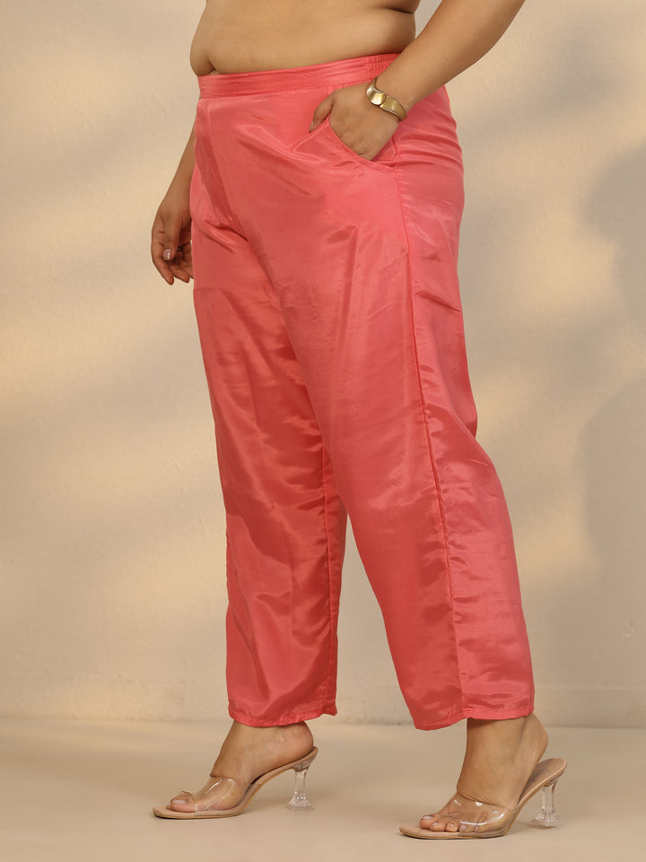 Plus Size Blue Printed Silk Blend Straight Suit Set With Dupatta