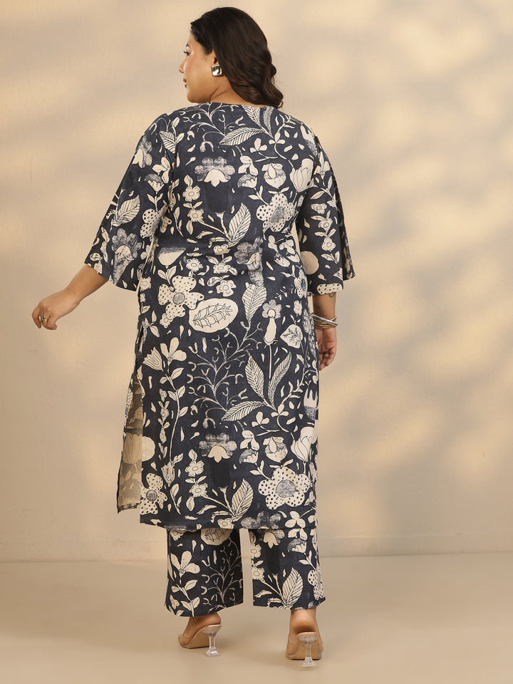 Plus Size Grey Printed Cotton Co-Ord Sets
