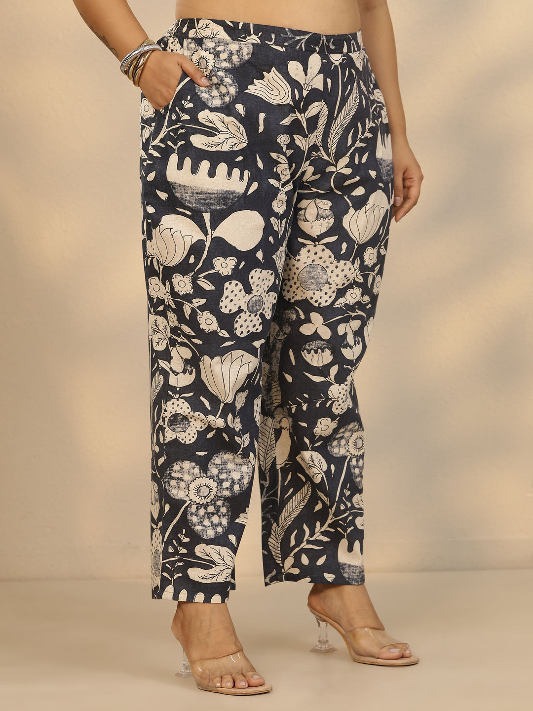 Plus Size Grey Printed Cotton Co-Ord Sets