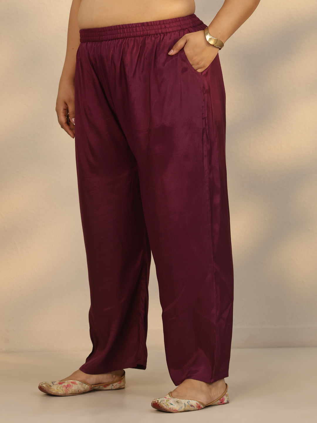 Plus Size Pink Printed Silk Blend Straight Suit Set With Dupatta