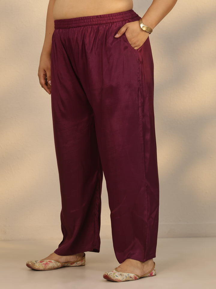 Plus Size Pink Printed Silk Blend Straight Suit Set With Dupatta