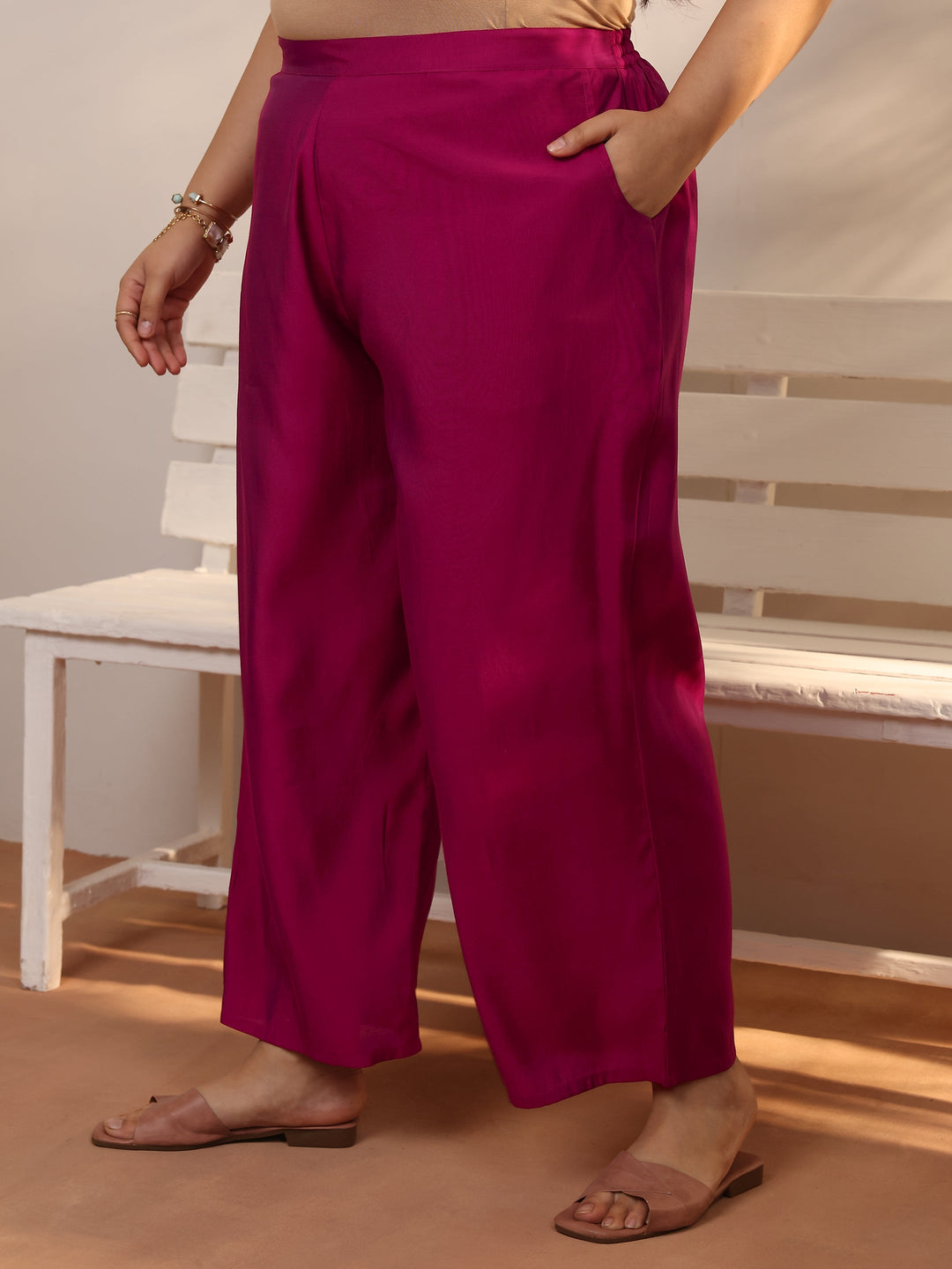 Plus Size Pink Embroidered Silk blend Straight Suit Set With Dupatta