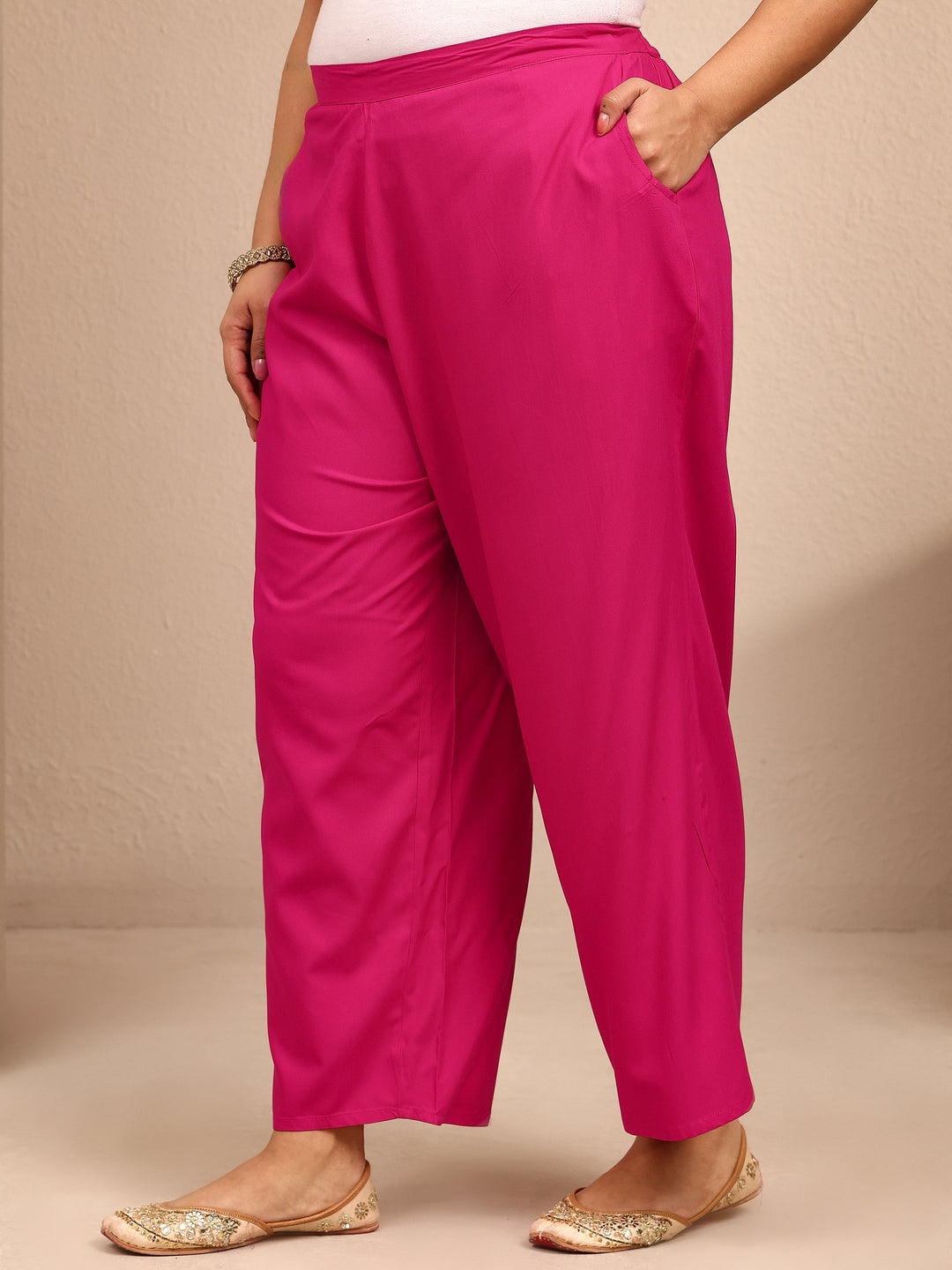 Plus Size Pink Embroidered Plus Size Clothing Silk Blend Straight Suit Set With Dupatta