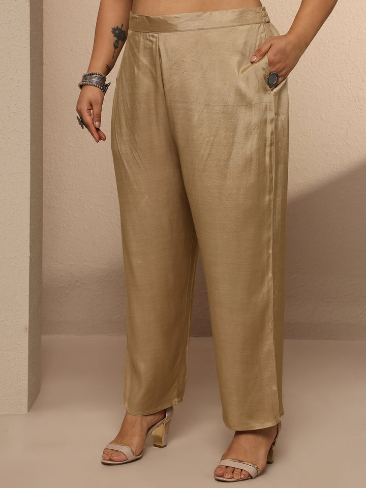 Plus Size Beige Embroidered Silk blend Suit Set With Dupatta