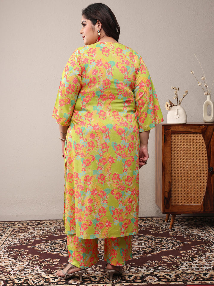 Plus Size Green Printed Rayon Co-Ord Sets