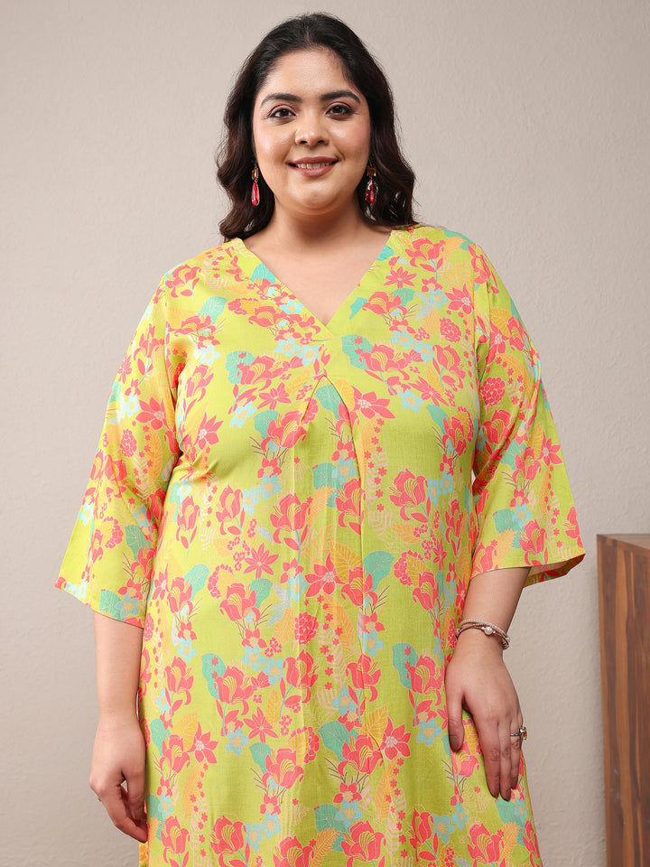 Plus Size Green Printed Rayon Co-Ord Sets