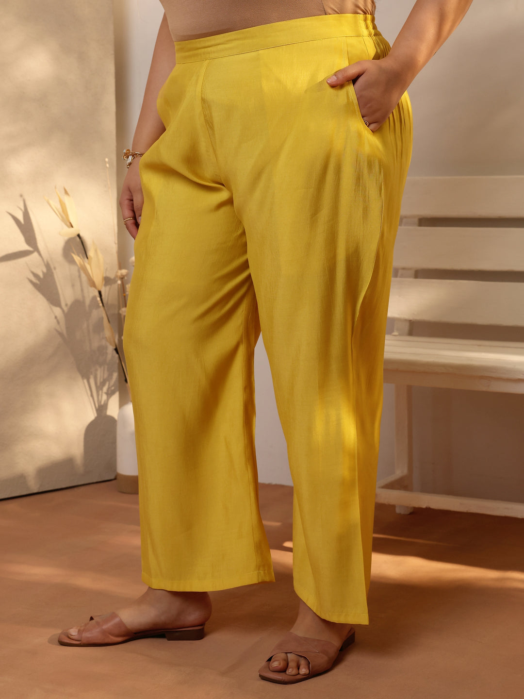 Plus Size Mustard Printed Linen Straight Suit Set With Dupatta