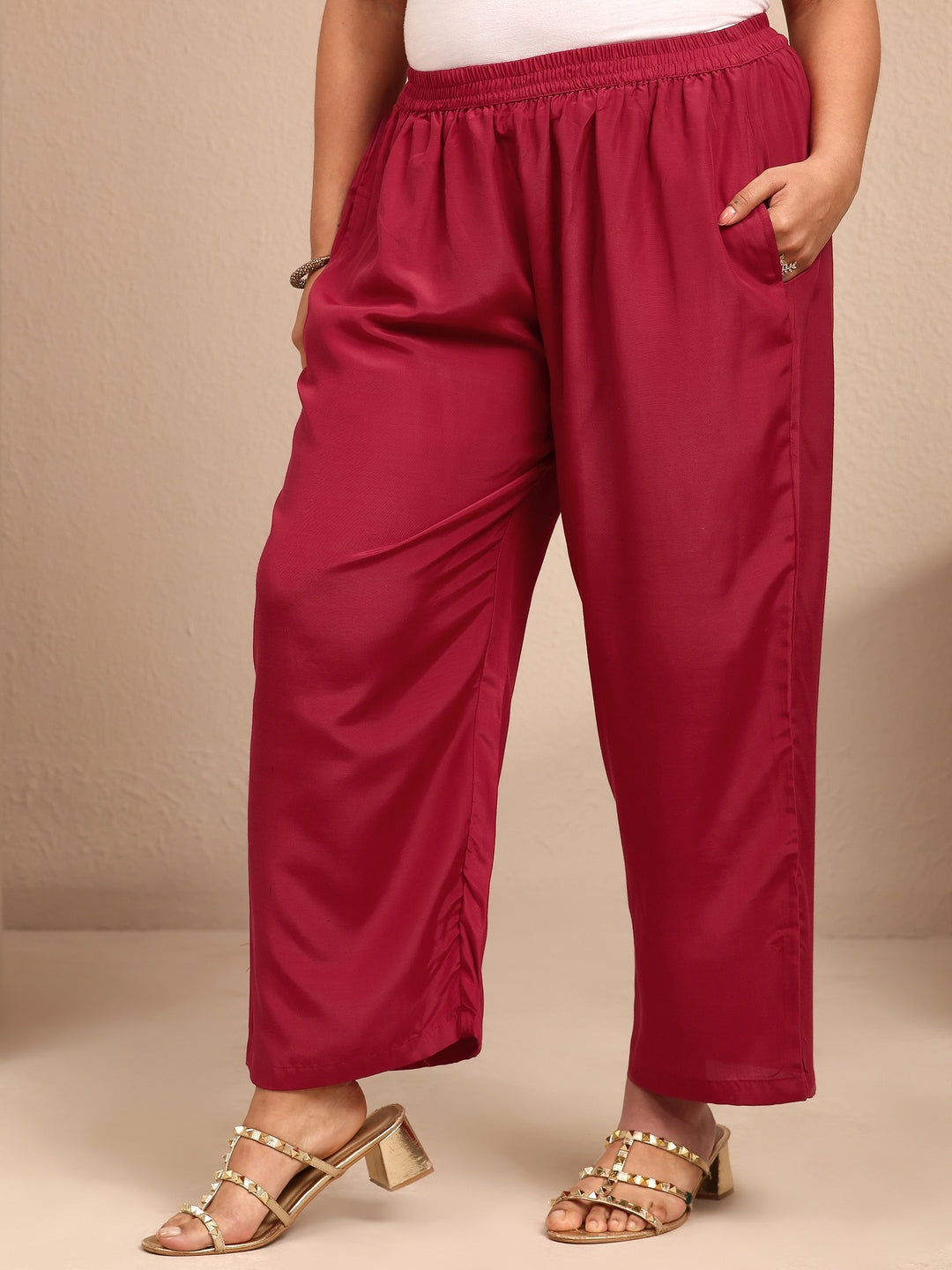 Plus Size Maroon Embroidered Silk Blend Straight Suit Set With Dupatta