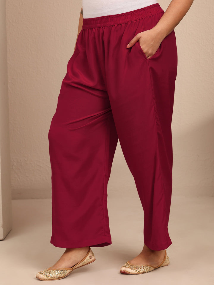 Plus Size Red Embroidered Plus Size Clothing Silk Blend Straight Suit Set With Dupatta