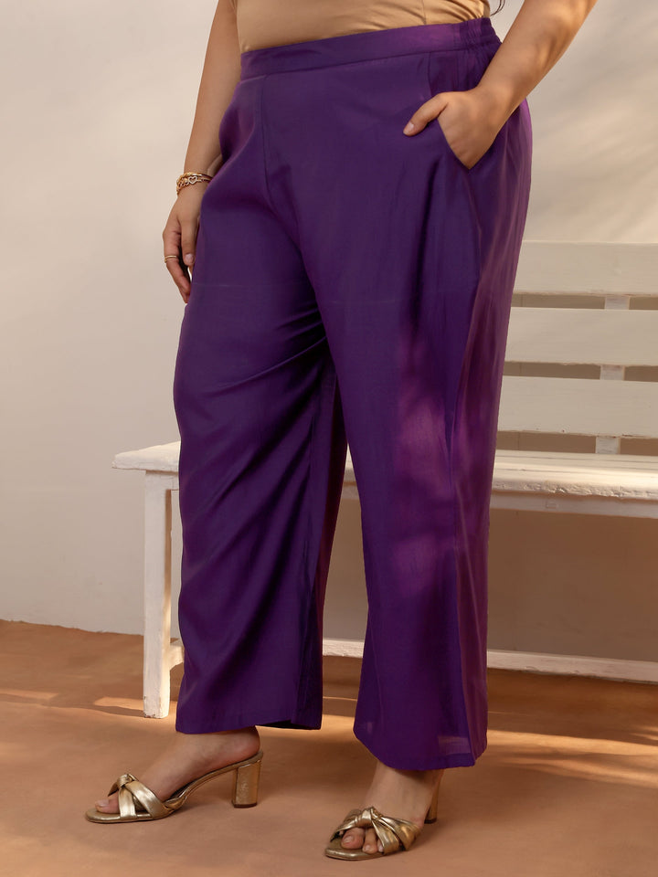Plus Size Purple Bandhani Printed Silk blend Straight Suit Set With Dupatta