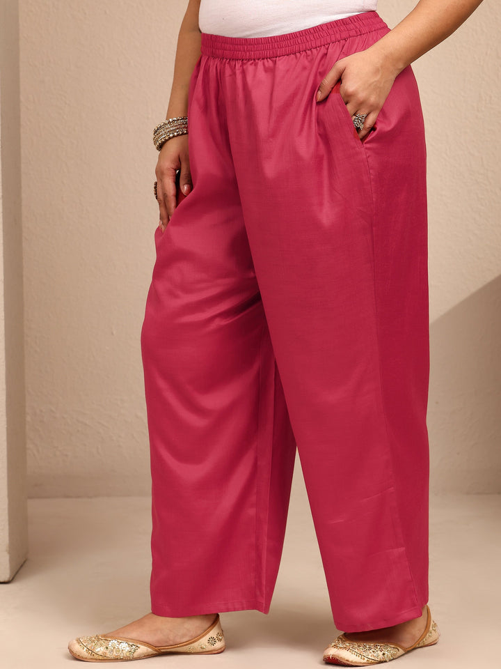 Plus Size Pink Embroidered Plus Size Clothing Organza Straight Suit Set With Dupatta