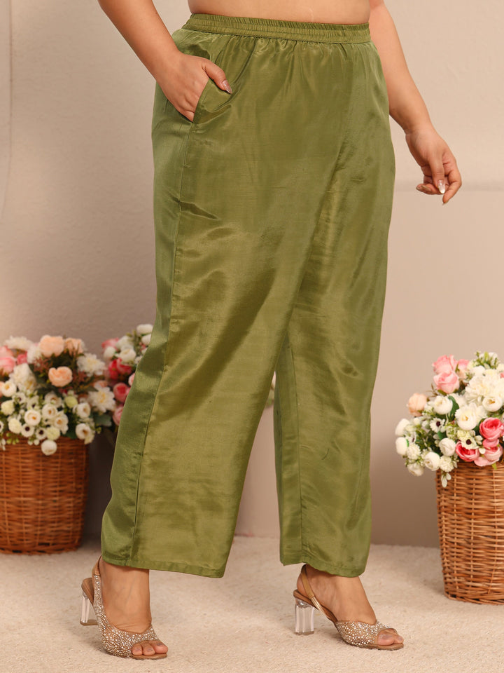 Plus Size Floral Embroidered Chinon Straight Suit Set With Dupatta